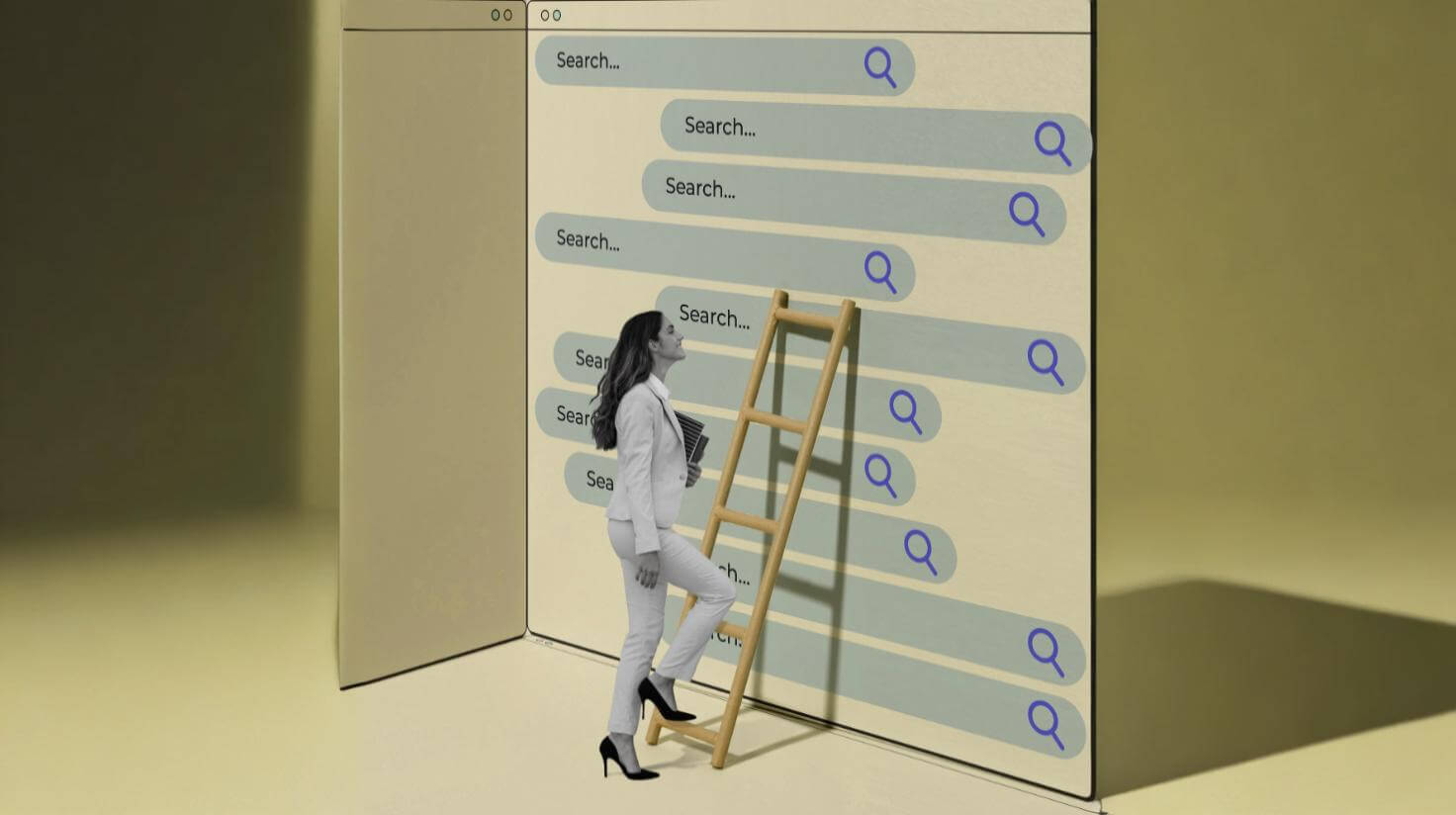 Rezumat AI în SERP rezultate AI în căutări, SERP concept art