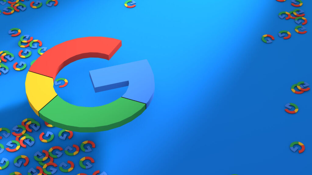 google logo stylized, blue background